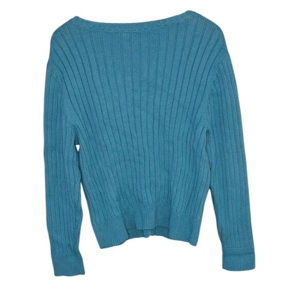 Evan-Picone Women's Blue Cable Knit Button-Up Cardigan Sweater XL - Picture 2 of 14